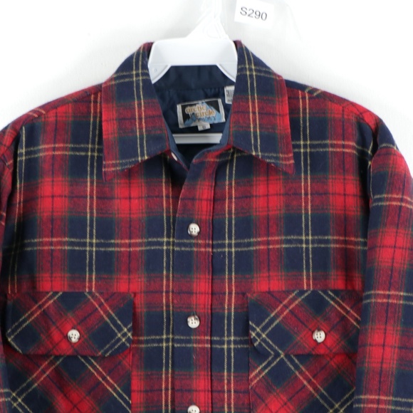 Vintage 90s Quilt Lined Wool Flannel Shirt Jacket - Picture 2 of 8